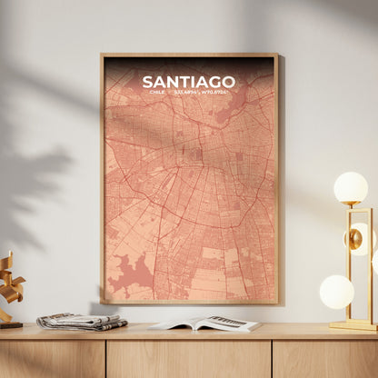 Santiago Blush Map Poster