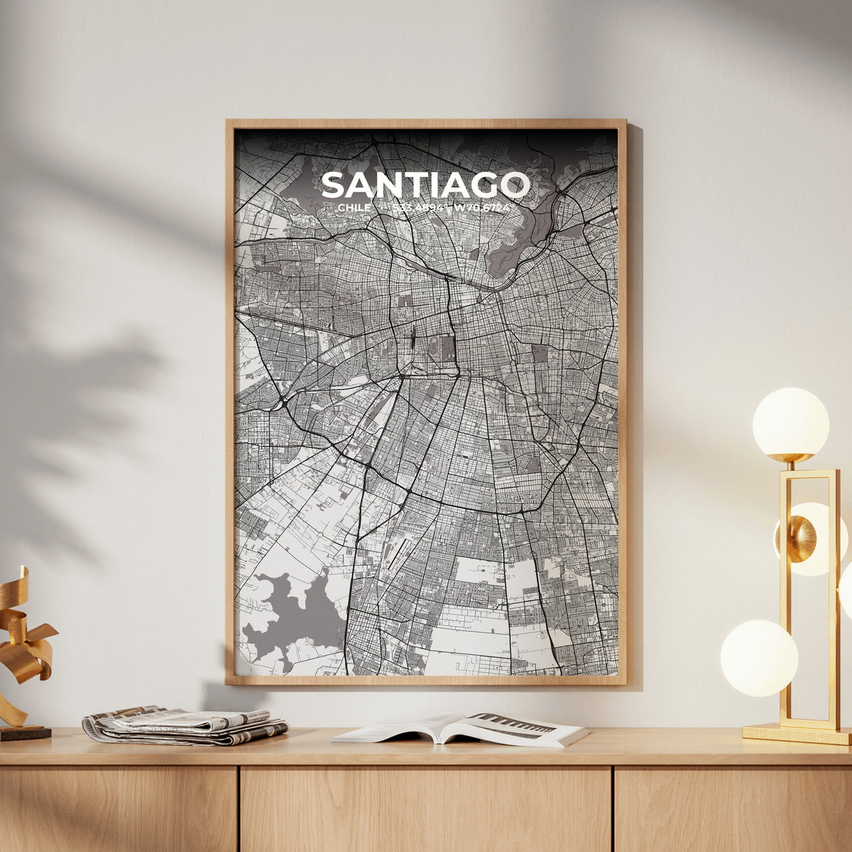 Santiago Ash Map Poster