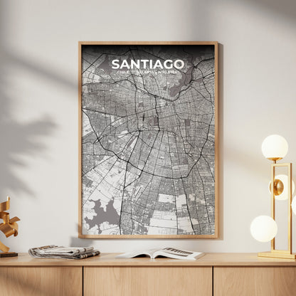 Santiago Ash Map Poster