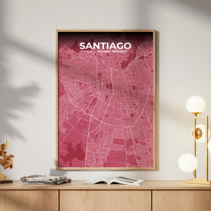 Santiago Scarlet Map Poster