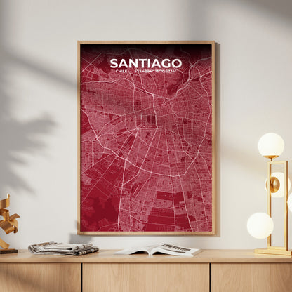 Santiago Garnet Map Poster