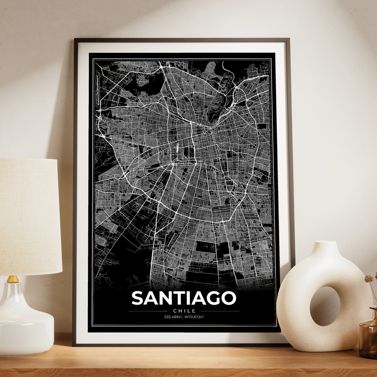 Santiago Modern Map Poster
