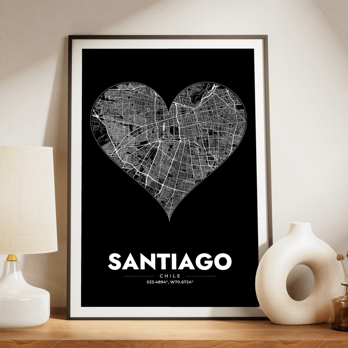 Santiago Heart Map Poster