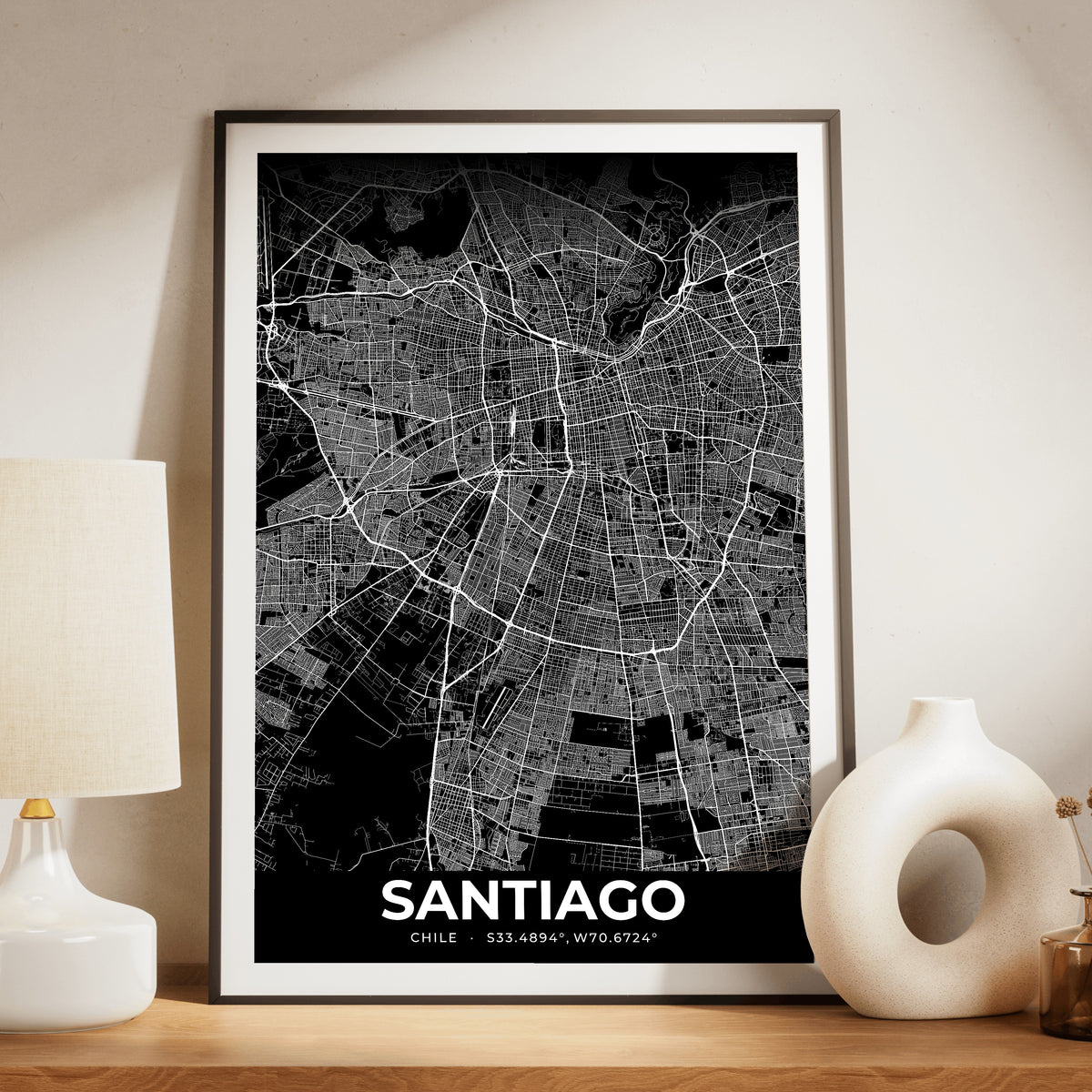 Santiago Elegant Map Poster