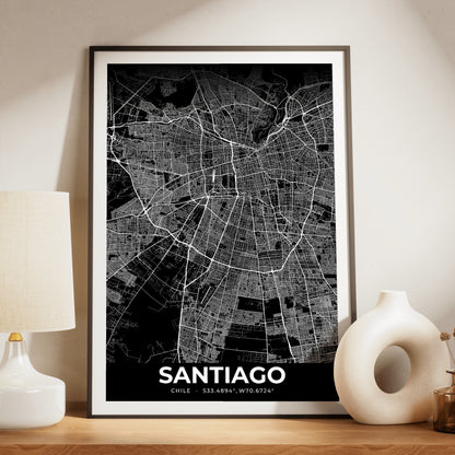 Santiago Elegant Map Poster