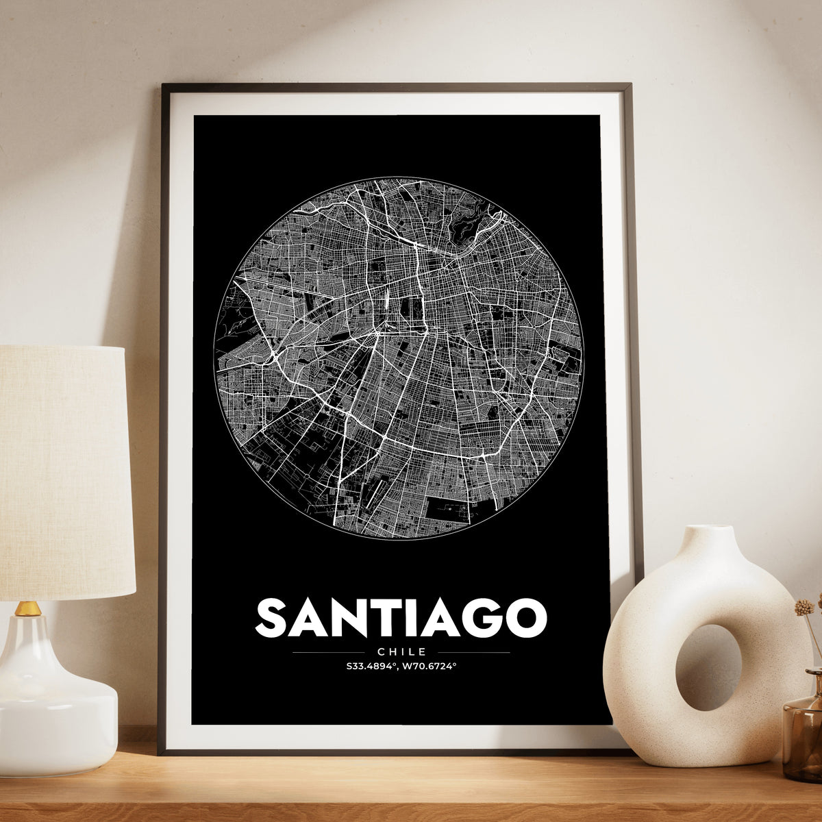 Santiago Spot Map Poster