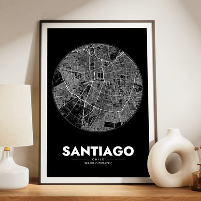 Santiago Spot Map Poster