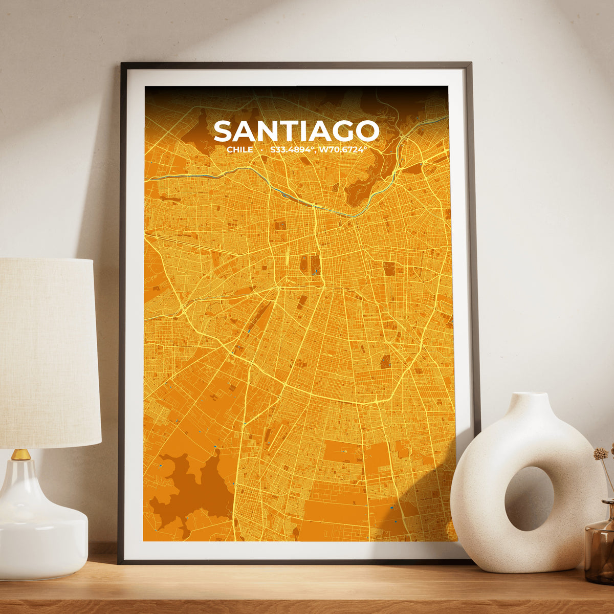 Santiago Scorch Map Poster