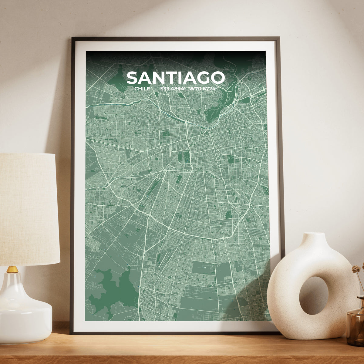 Santiago Mist Map Poster