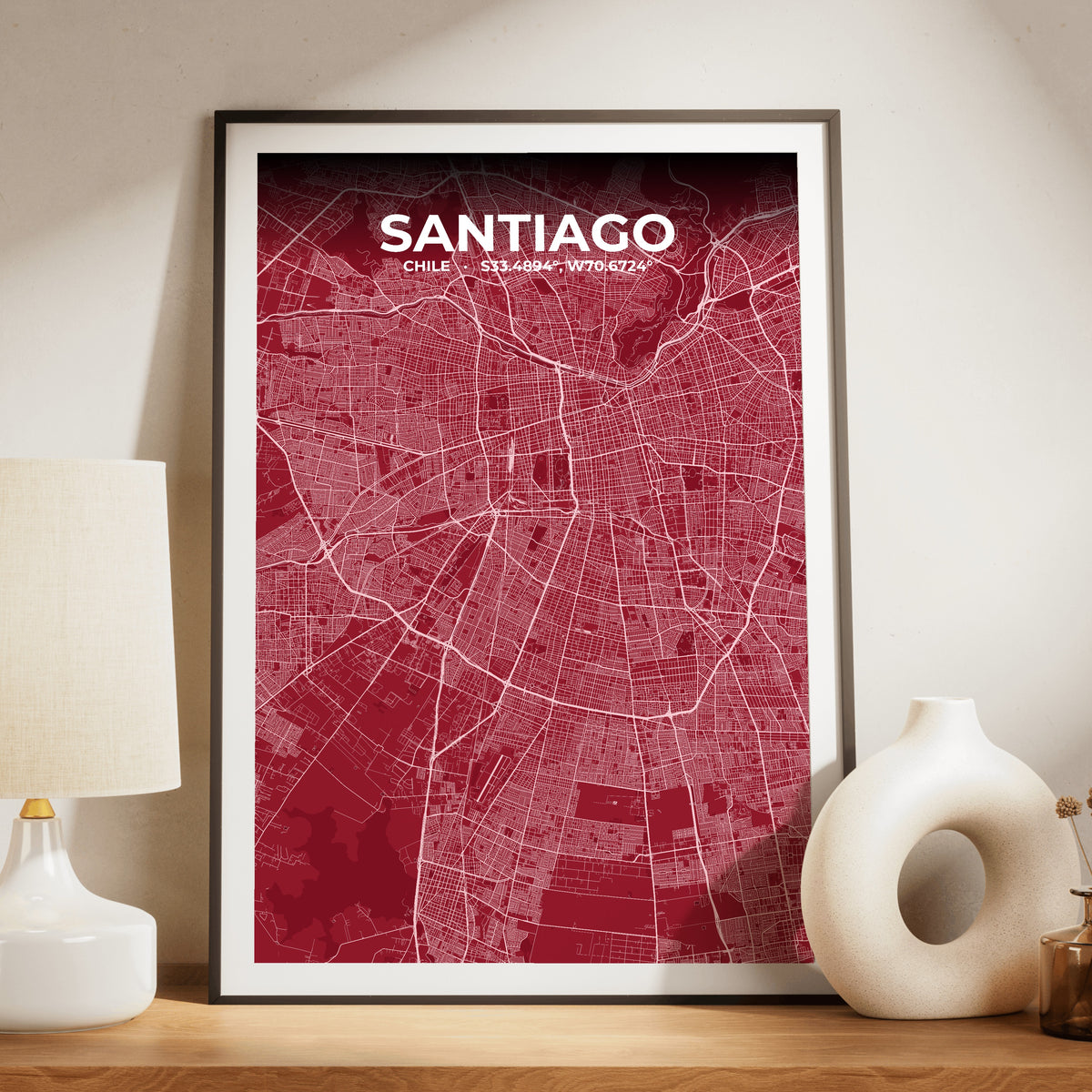 Santiago Garnet Map Poster