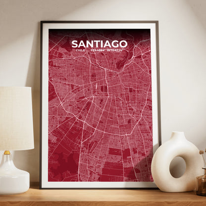 Santiago Garnet Map Poster