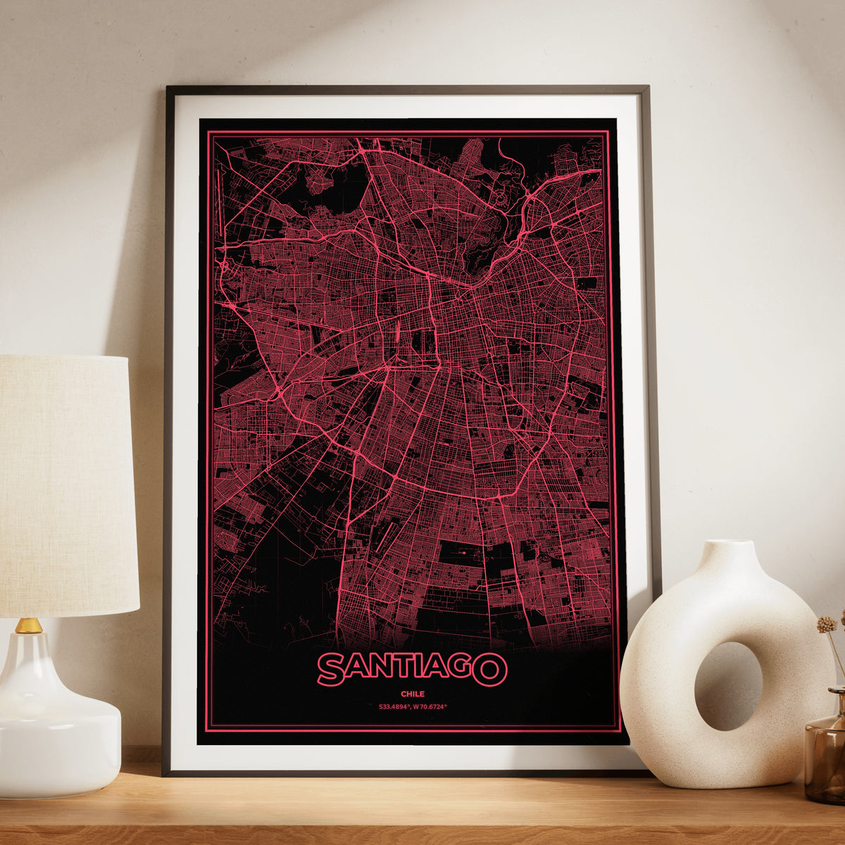 Santiago Phosphor Map Poster - System Alert