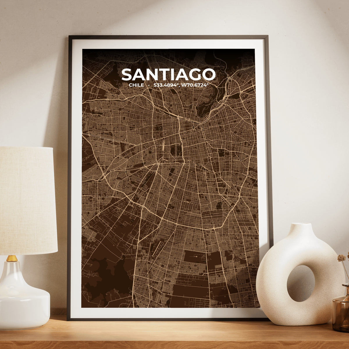 Santiago Plum Map Poster