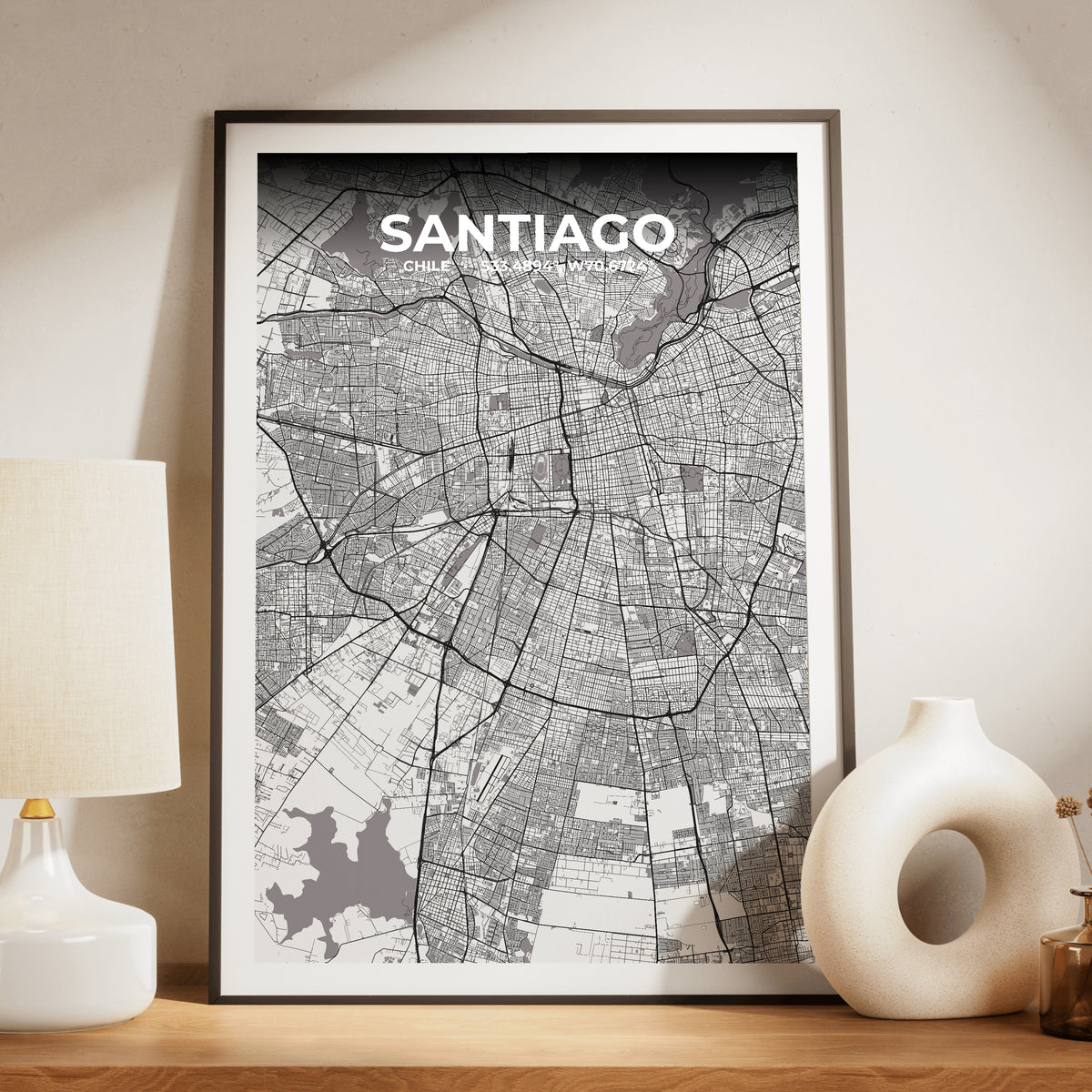 Santiago Ash Map Poster