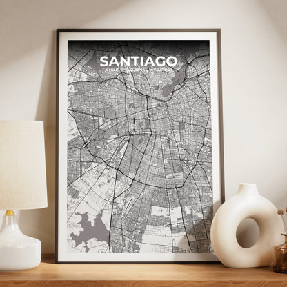 Santiago Ash Map Poster