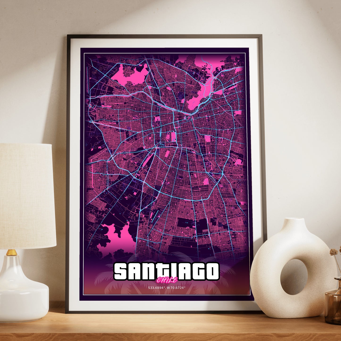 Santiago GTA Map Poster