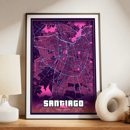 Santiago GTA Map Poster
