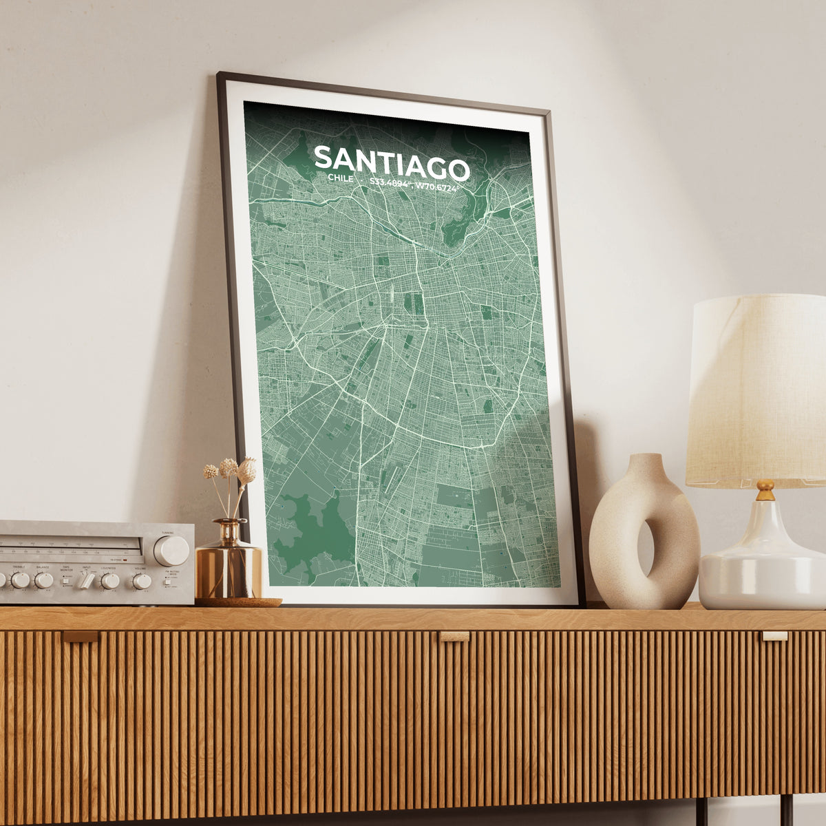 Santiago Mist Map Poster