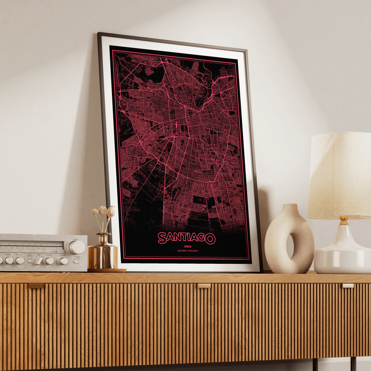 Santiago Phosphor Map Poster - System Alert