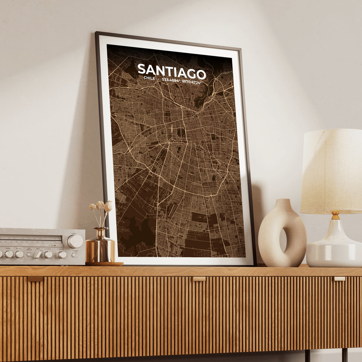 Santiago Plum Map Poster