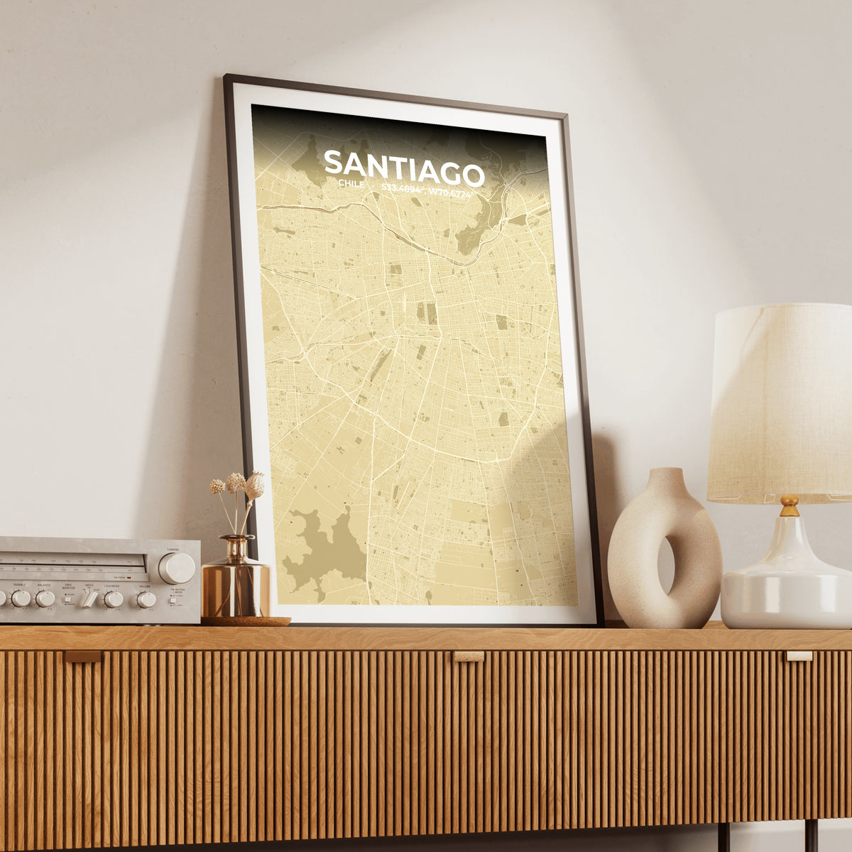 Santiago Ember Map Poster