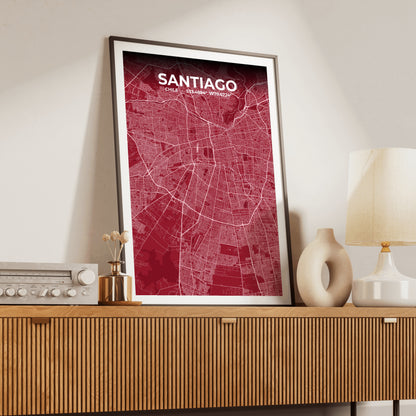 Santiago Garnet Map Poster