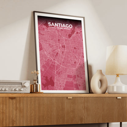 Santiago Scarlet Map Poster