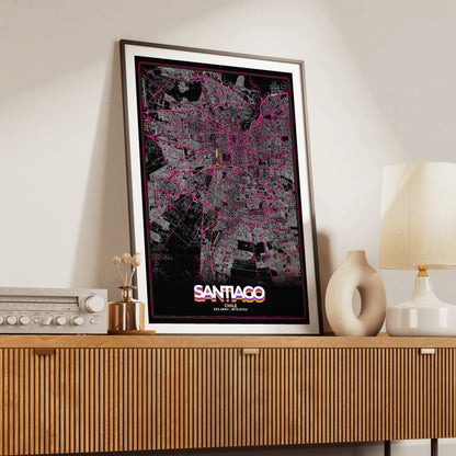 Santiago Retro Map Poster