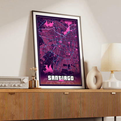 Santiago GTA Map Poster