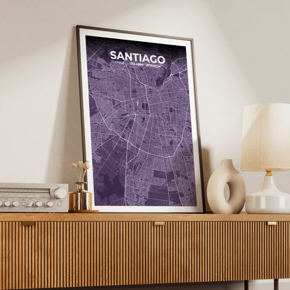 Santiago Dusk Map Poster