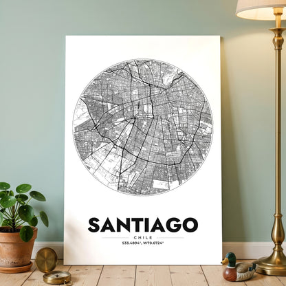 Santiago Spot Map Poster