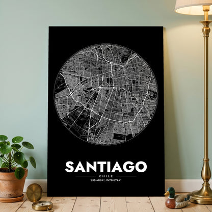 Santiago Spot Map Poster