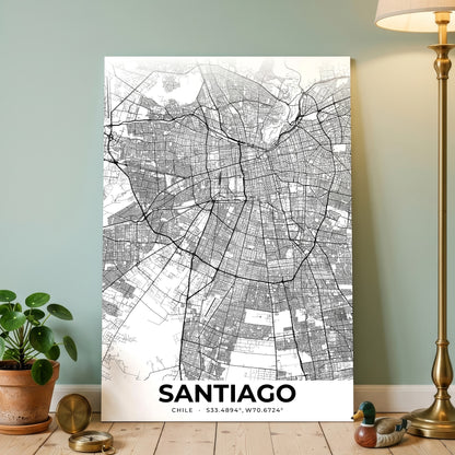 Santiago Elegant Map Poster
