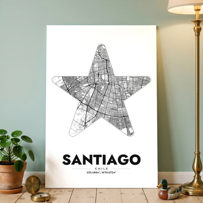 Santiago Star Map Poster