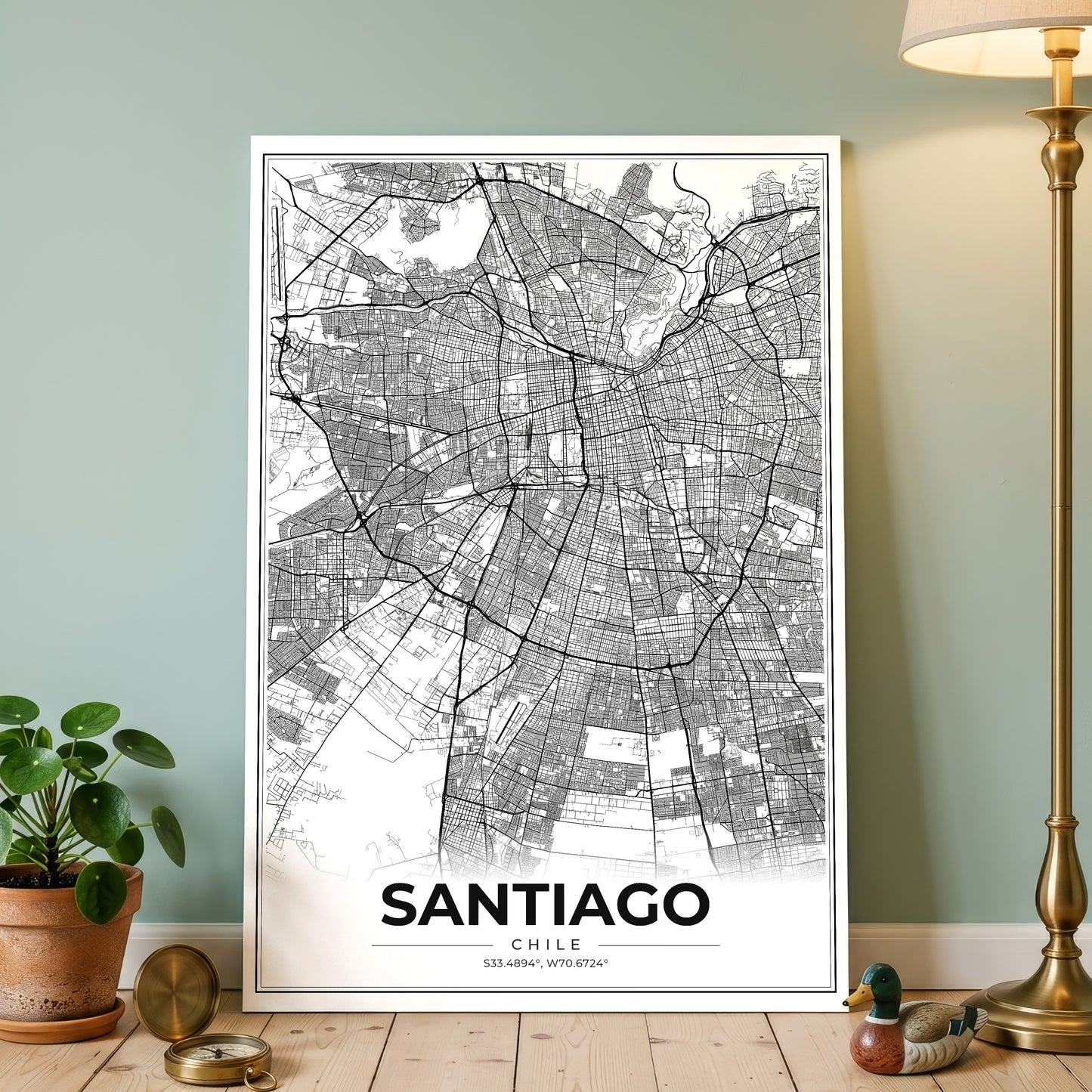 Santiago Modern Map Poster