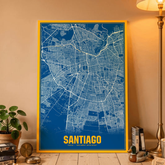Santiago Blockbuster Map Poster