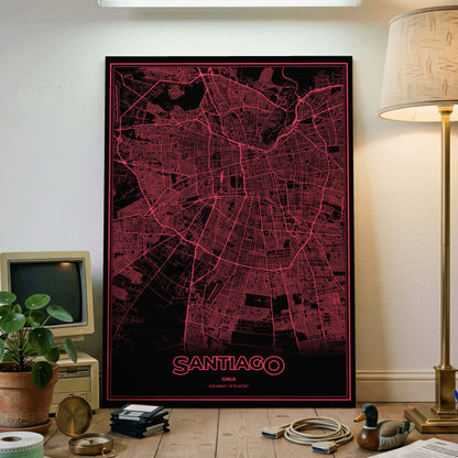 Santiago Phosphor Map Poster - System Alert
