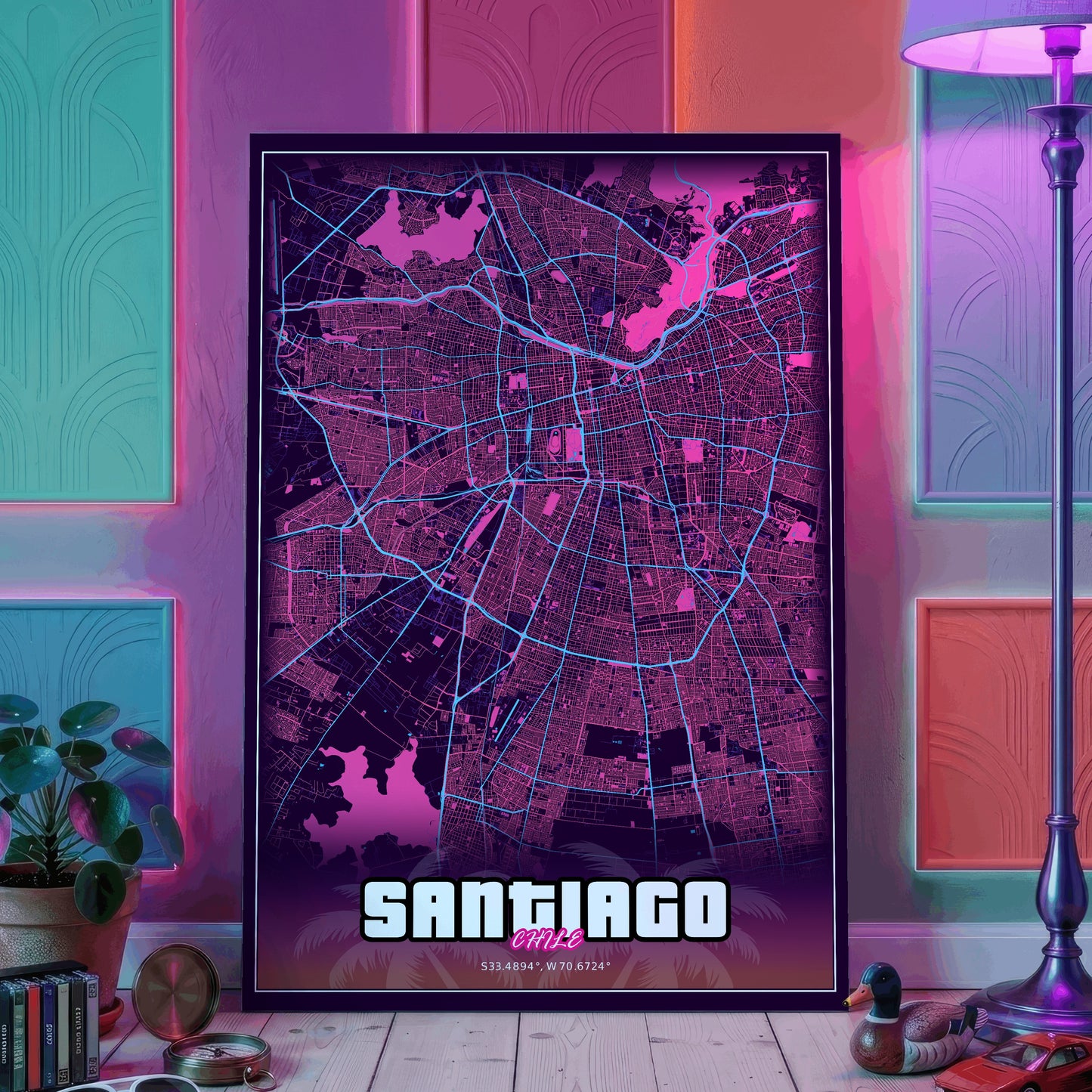 Santiago GTA Map Poster