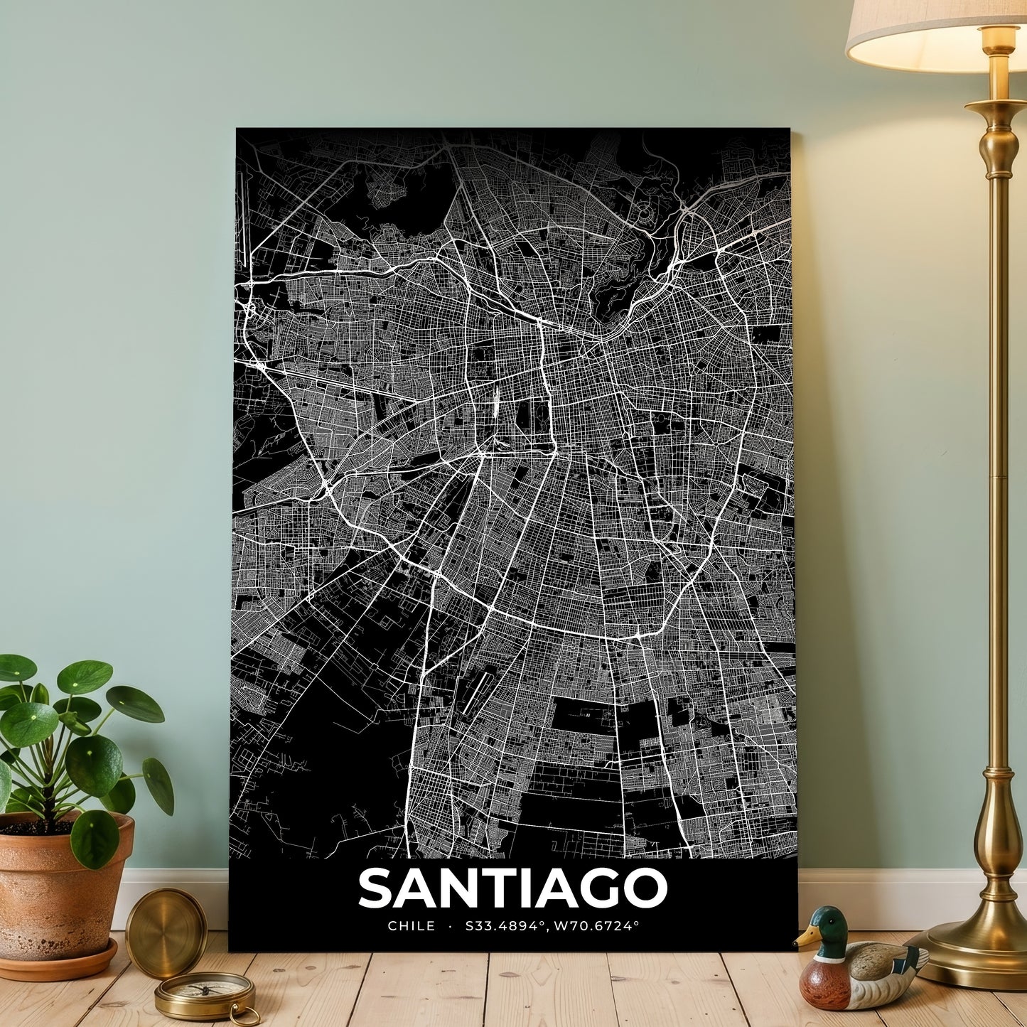 Santiago Elegant Map Poster