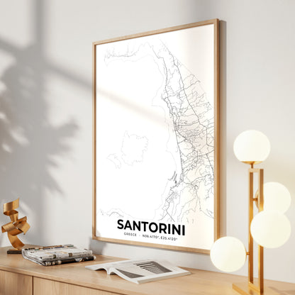 Santorini Elegant Map Poster