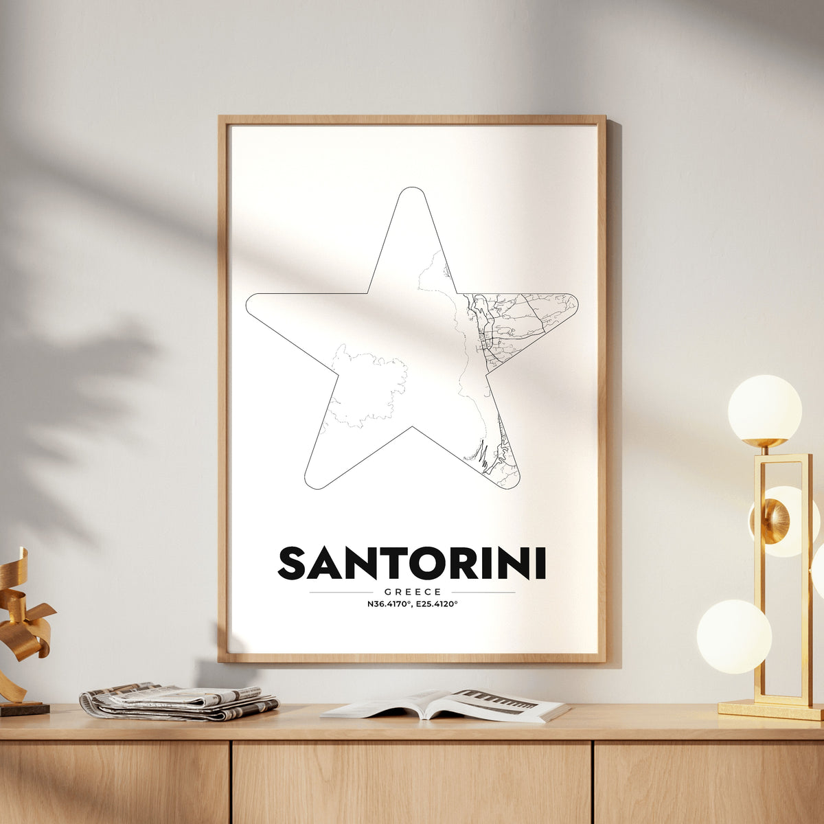 Santorini Star Map Poster