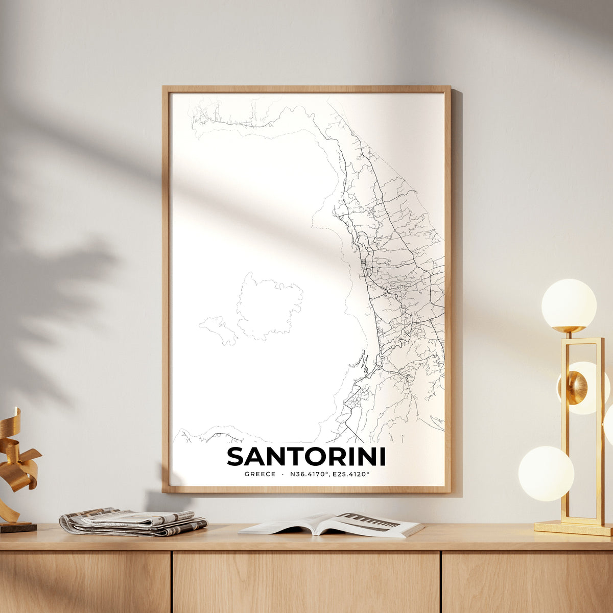 Santorini Elegant Map Poster