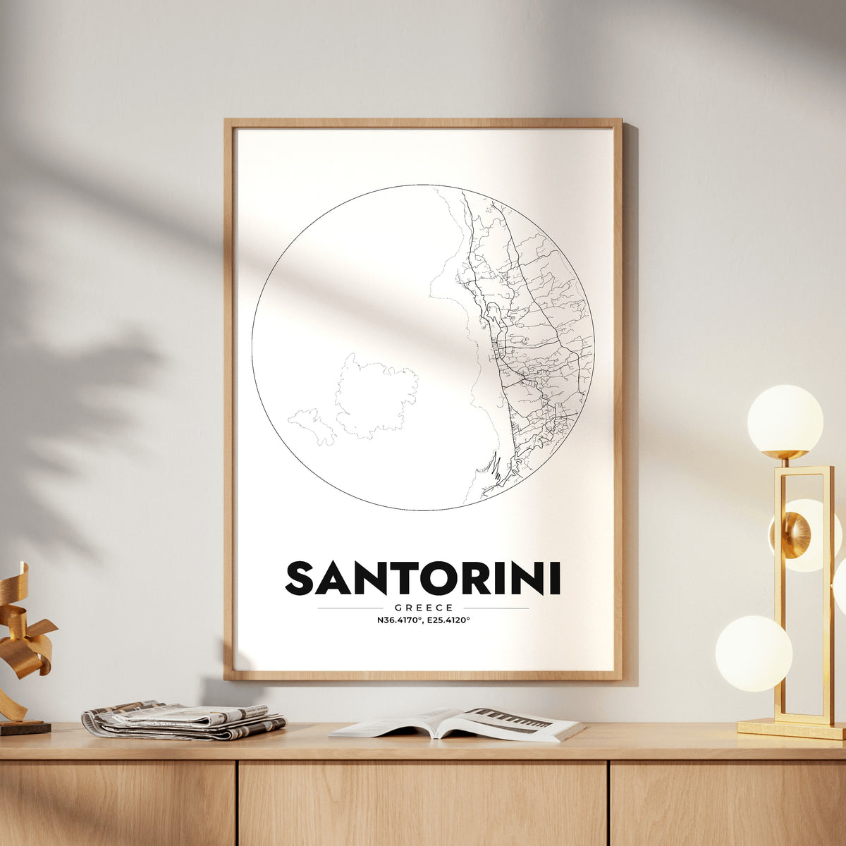 Santorini Spot Map Poster