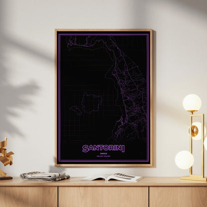 Santorini Phosphor Map Poster - EGA Violet