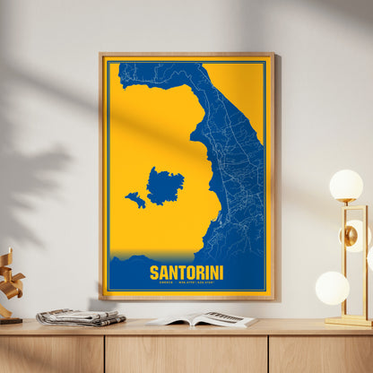 Santorini Blockbuster Map Poster