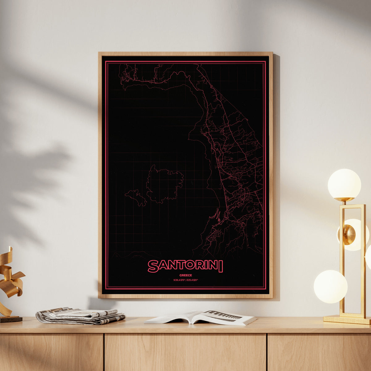 Santorini Phosphor Map Poster - System Alert