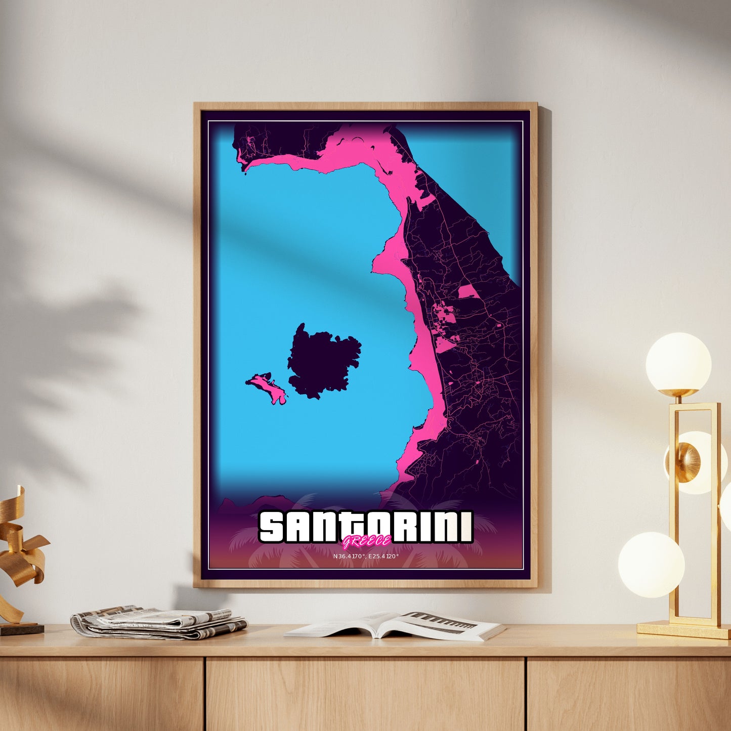 Santorini GTA Map Poster
