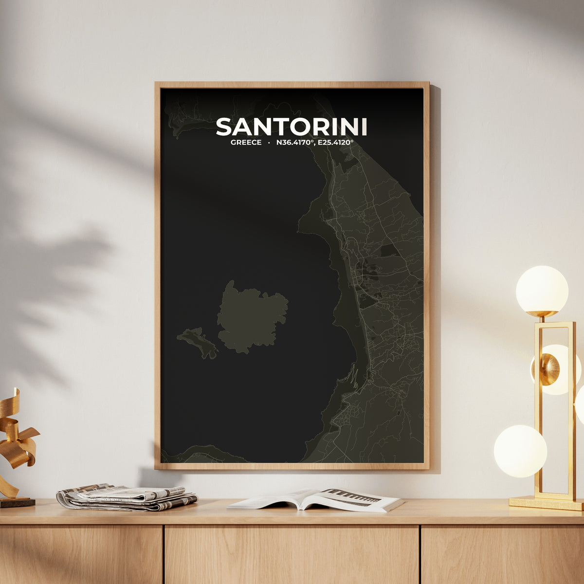 Santorini Sable Map Poster