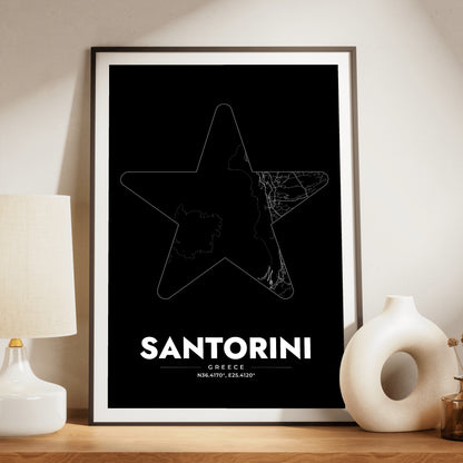 Santorini Star Map Poster