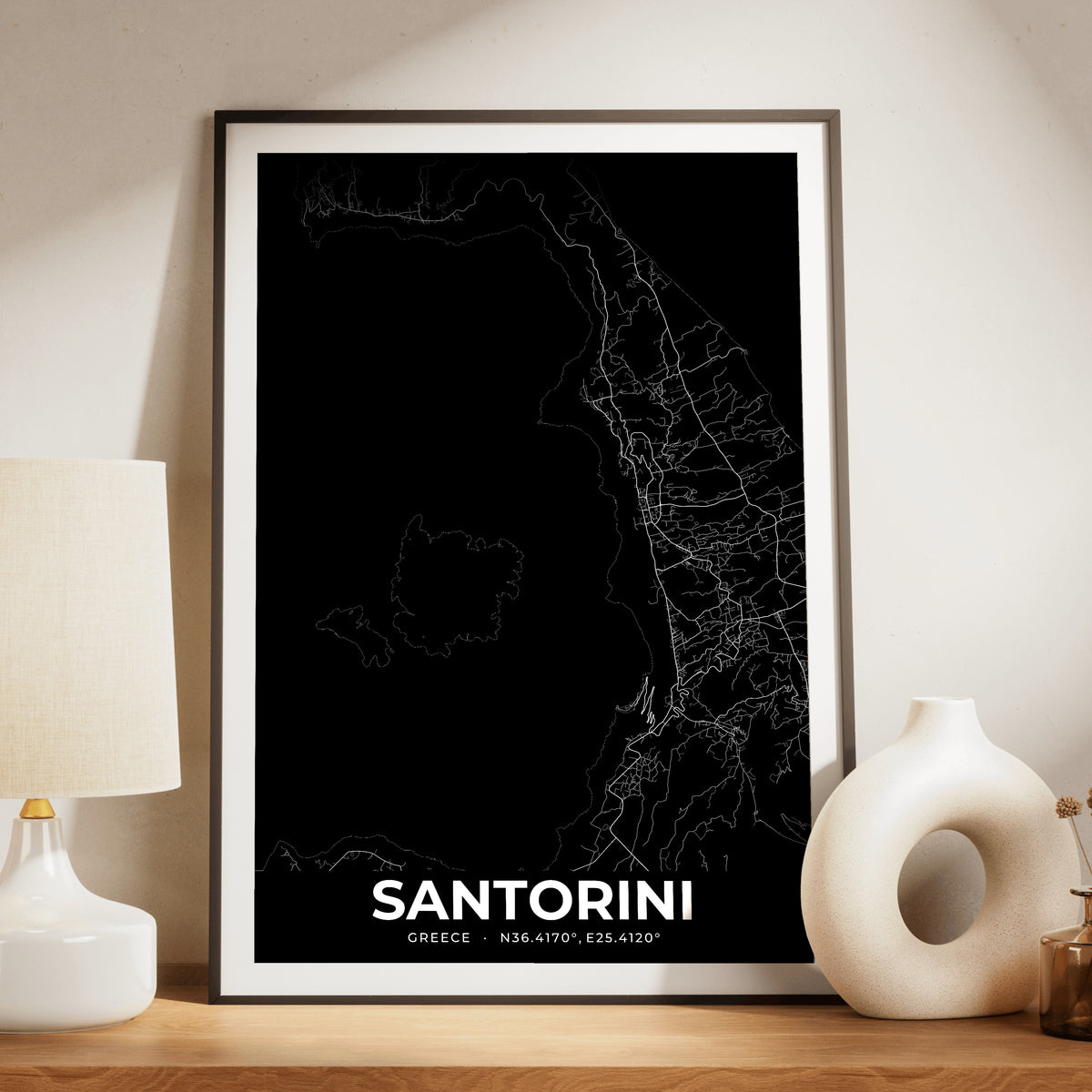 Santorini Elegant Map Poster